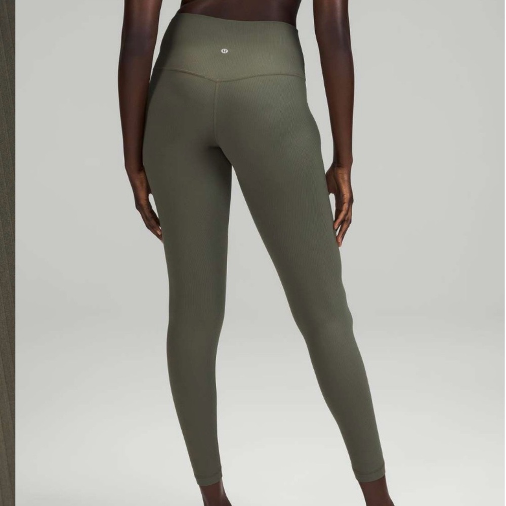 LULULEMON Align Ribbed High Rise, Olive Green, Size 4